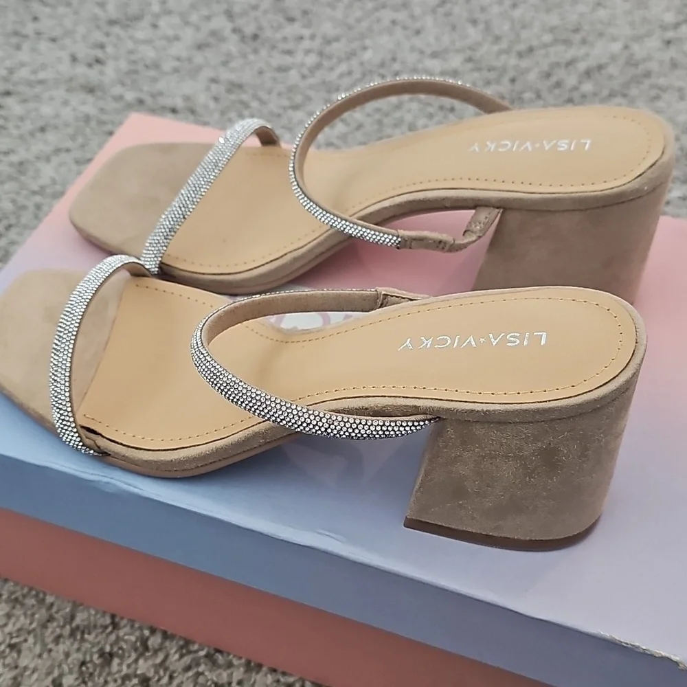 Lisa Vicky Mood Pave' Nude and Silver Heels NIB Size 7.5
